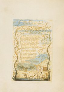 「子羊」、「イノセンスの歌」からのプレート8、1789（紙にトイレでレリーフエッチング） 作： William Blake